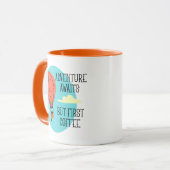 Hete luchtballon avontuur wacht, maar eerste koffi mok (Voorkant links)