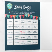 Hete luchtballon baby bunting vlaggen neutraal ges drieluik uitnodiging (Binnenzijde eerst)