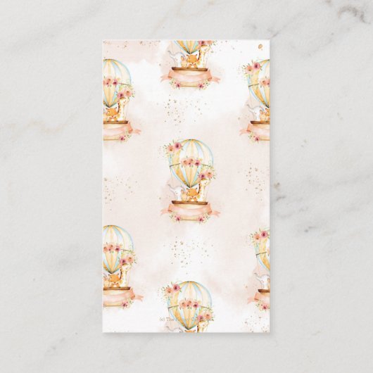 Hete Luchtballon Baby Dieren Douche Breng een Boek Informatiekaartje (Achterkant)