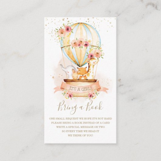Hete Luchtballon Baby Dieren Douche Breng een Boek Informatiekaartje (Voorkant)
