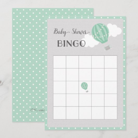 Hete Luchtballon Baby shower Bingo Kaart (Voorkant / Achterkant)