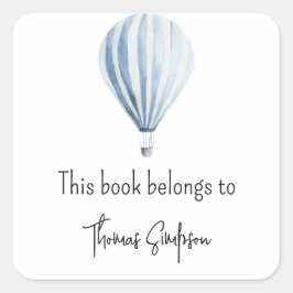 Hete luchtballon baby shower bookplate vierkante sticker