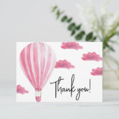 Hete luchtballon baby shower dank u bedankkaart (Staand voorkant)