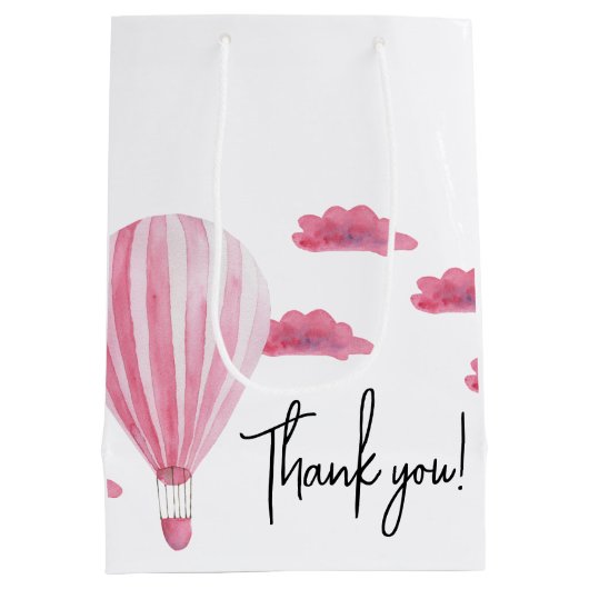 Hete luchtballon baby shower dank u medium cadeauzakje (Achterkant)
