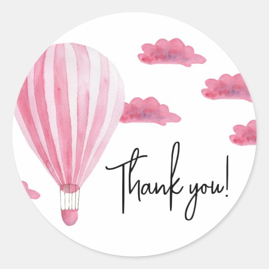 Hete luchtballon baby shower dank u ronde sticker (Voorkant)