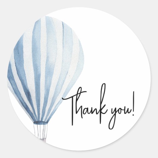 Hete luchtballon baby shower dank u ronde sticker (Voorkant)