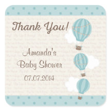Hete Luchtballon Baby shower Dank u Stickers