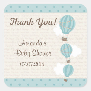 Hete Luchtballon Baby shower Dank u Stickers