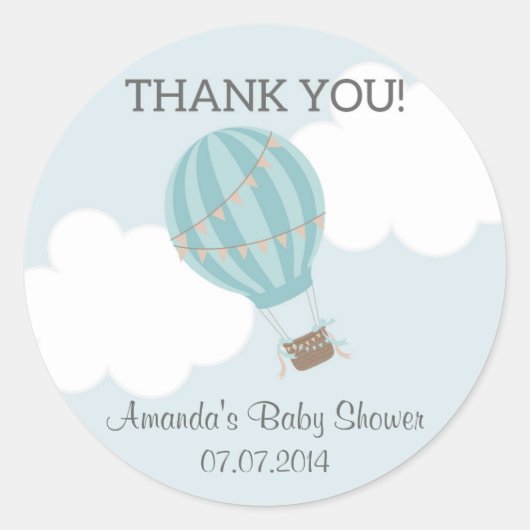 Hete Luchtballon Baby shower Dank u Stickers (Voorkant)
