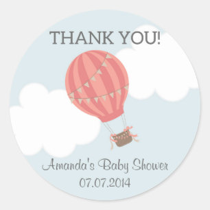 Hete Luchtballon Baby shower Dank u Stickers