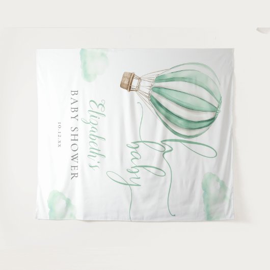 Hete Luchtballon Baby shower Foto Achtergrond Wandkleed (Voorkant (horizontaal))