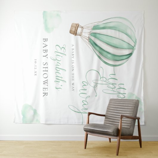 Hete Luchtballon Baby shower Foto Achtergrond Wandkleed (In Situ (horizontaal))