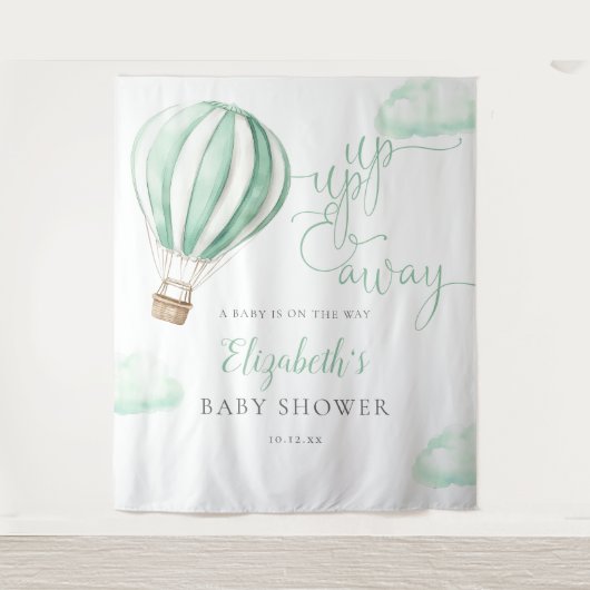 Hete Luchtballon Baby shower Foto Achtergrond Wandkleed (Voorkant)