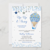 Hete Luchtballon Baby shower Glitter Blue Star Kaart (Voorkant)