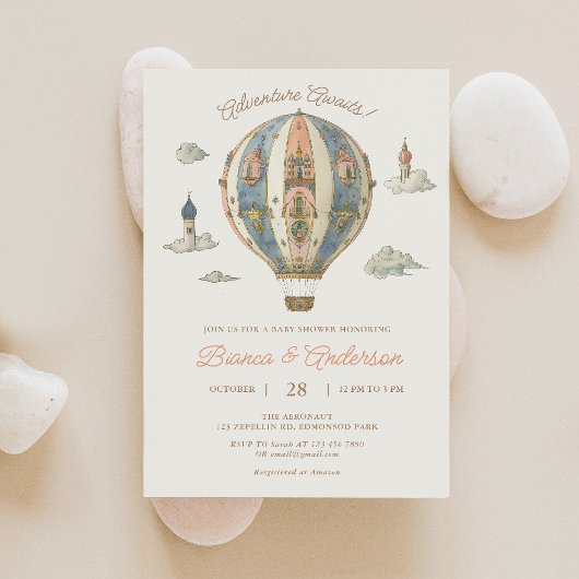 Hete Luchtballon Baby shower Invitation 2 Kaart