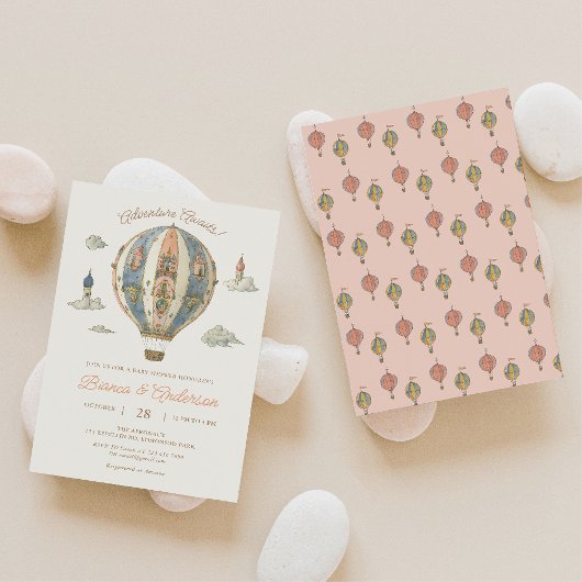  Hete Luchtballon Baby shower Invitation 2 Kaart