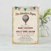 Hete Luchtballon Baby shower Invitation Kaart (Staand voorkant)