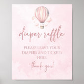 Hete Luchtballon Baby shower Luier Raffle Sign Poster (Voorkant)