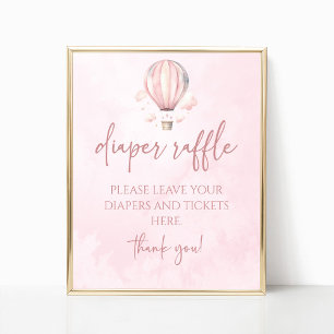 Hete Luchtballon Baby shower Luier Raffle Sign Poster