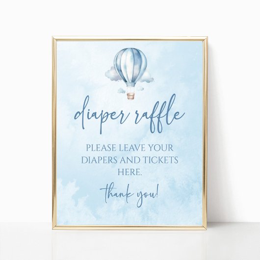 Hete Luchtballon Baby shower Luier Raffle Sign Poster
