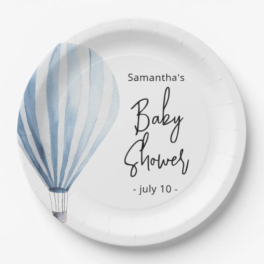 Hete luchtballon - baby shower papieren bordje (Voorkant)