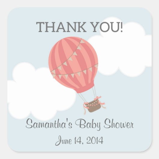 Hete Luchtballon Baby shower Stickers (Voorkant)