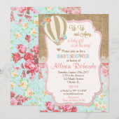 Hete luchtballon baby shower uitnodiging burlap ka (Voorkant / Achterkant)