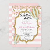 Hete luchtballon baby shower uitnodiging roze goud (Voorkant / Achterkant)
