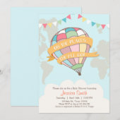 Hete luchtballon baby shower uitnodiging Twins (Voorkant / Achterkant)