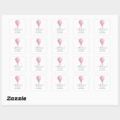 Hete luchtballon - baby showers boekenplaat vierkante sticker (Vel)