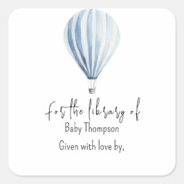 Hete luchtballon - baby showers boekenplaat vierkante sticker