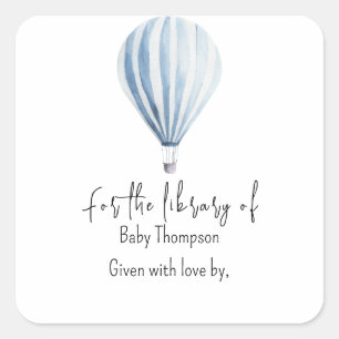Hete luchtballon - baby showers boekenplaat vierkante sticker