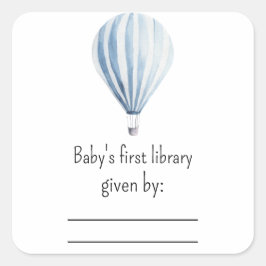 Hete luchtballon - baby showers boekenplaat vierkante sticker