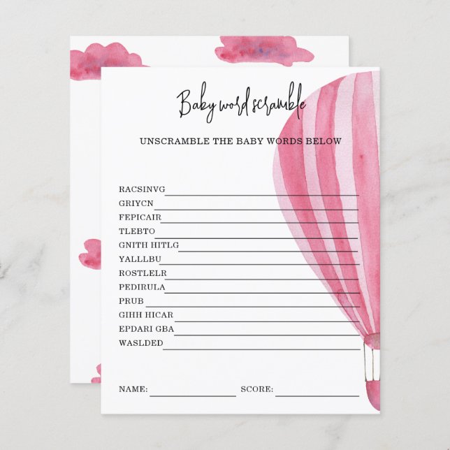 Hete luchtballon - Baby Word Scramble (Voorkant / Achterkant)
