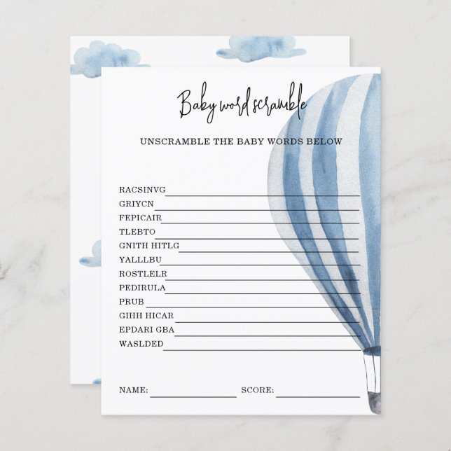 Hete luchtballon - Baby Word Scramble (Voorkant / Achterkant)
