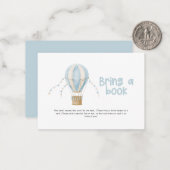 Hete luchtballon blauw baby shower brengen een boe notitiekaartje (Voorkant / Achterkant in situ)