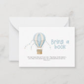 Hete luchtballon blauw baby shower brengen een boe notitiekaartje (Voorkant)
