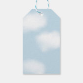 Hete Luchtballon Blauw en Zilver Baby shower Cadeaulabel (Achterkant)