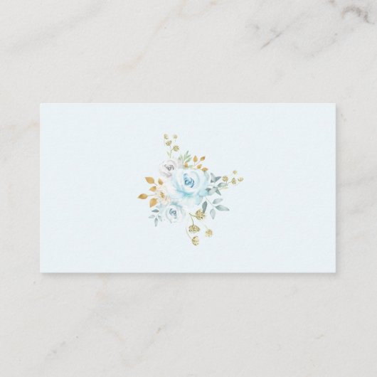 Hete Luchtballon Blauw Goud Bloemen Luier Raffle Informatiekaartje (Achterkant)