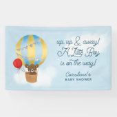 Hete Luchtballon Blauw omhoog en weg Baby shower Spandoek (Horizontaal)