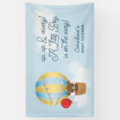Hete Luchtballon Blauw omhoog en weg Baby shower Spandoek (Verticaal)