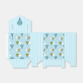 Hete Luchtballon Blauwe en Groene Bewolkte Hemel Bedankdoosjes (Uitgevouwen)