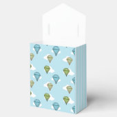 Hete Luchtballon Blauwe en Groene Bewolkte Hemel Bedankdoosjes (Geopend)