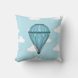 Hete Luchtballon Blauwe Hemel met Wolken Kussen