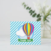 Hete Luchtballon; Blauwe & Witte Strepen Briefkaart (Staand voorkant)