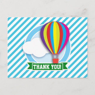 Hete Luchtballon; Blauwe & Witte Strepen Briefkaart