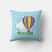 Hete Luchtballon; Blauwe & Witte Strepen Kussen (Achterkant)