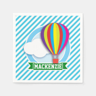 Hete Luchtballon; Blauwe & Witte Strepen Servet