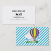 Hete Luchtballon; Blauwe & Witte Strepen Visitekaartje (Voorkant / Achterkant)