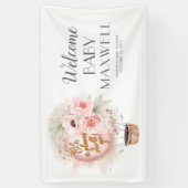 Hete Luchtballon Bloemen Baby shower Welkom Spandoek (Verticaal)